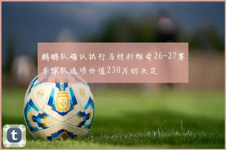 鹈鹕队确认执行马特科维奇26-27赛季球队选项价值230万的决定